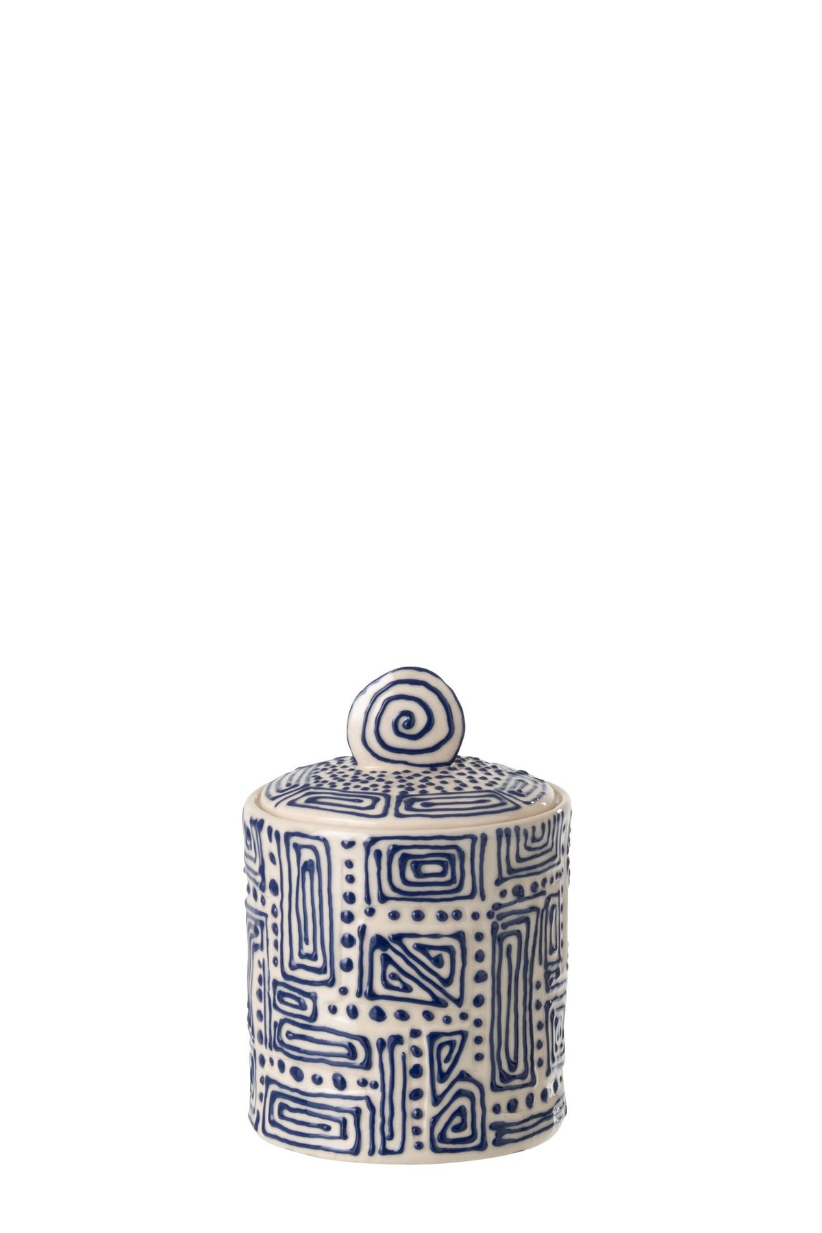 J-Line voorraadpot Patroon - keramiek - wit/blauw