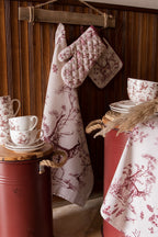 Ovenwant 18x30 cm Wit Roze Katoen Rendier Ovenhandschoen