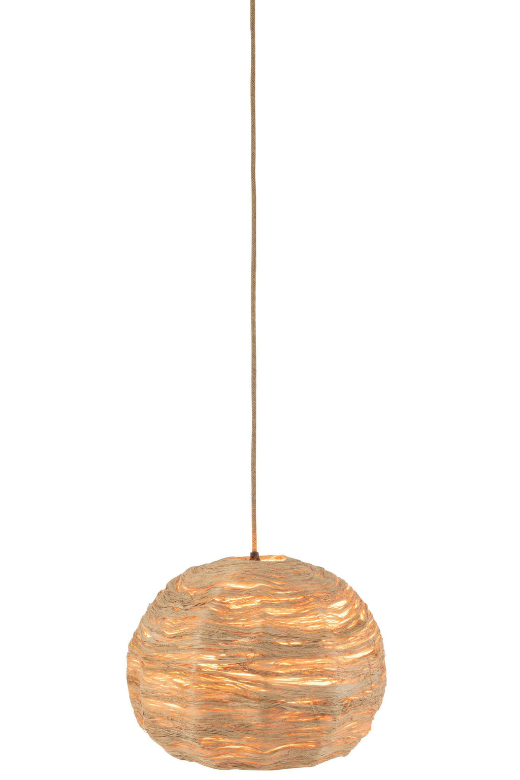J-Line hanglamp Bol Bananenbladeren - jute - naturel - medium