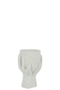 J-Line bloempot Handen - cement - wit - small - Ø 11 cm