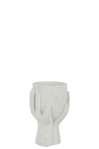J-Line bloempot Handen - cement - wit - small - Ø 11 cm
