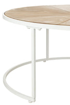J-Line bijzettafel Relax - metaal/hout - wit/naturel - set van 2