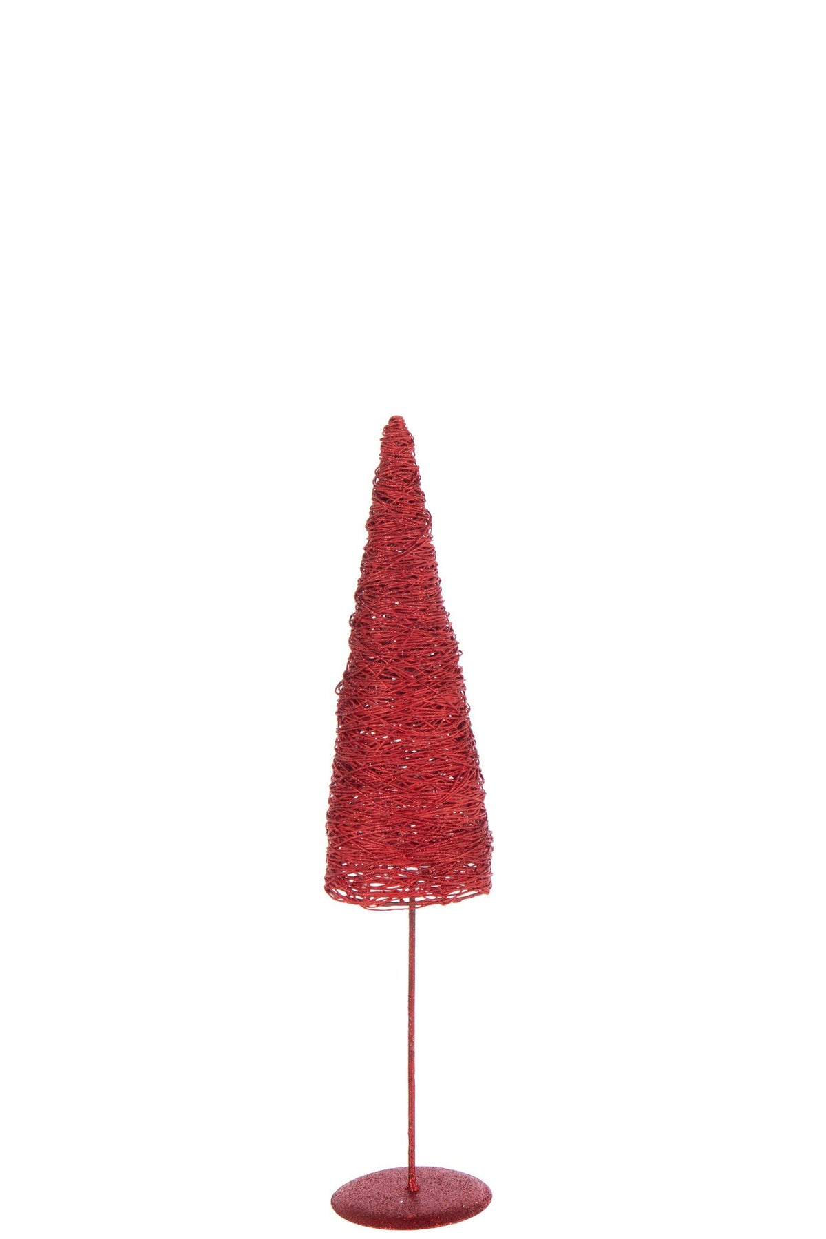 J-Line decoratie Kerstboom Op Voet - metaal/papier - kerstrood - S