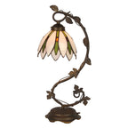Tiffany Tafellamp Ø 18x53 cm Wit Groen Glas Tiffany Bureaulamp