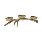 Theelicht Standaard gewei 3 goud 8x39x18cm