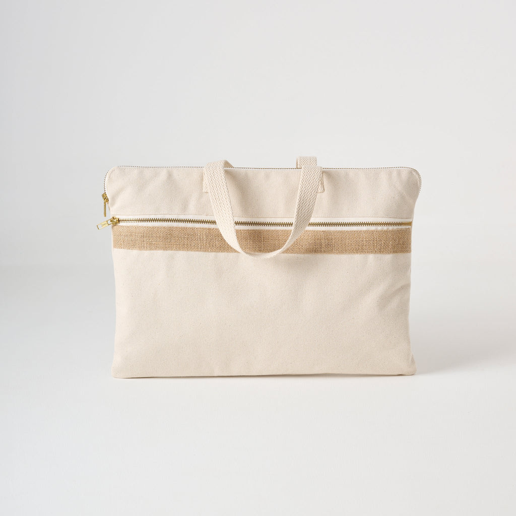 Laptoptas | Katoenen canvas jute-accent