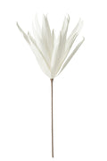 J-Line Bloem Tak Lange Bladeren 1 Kop Eva - polyresin - wit