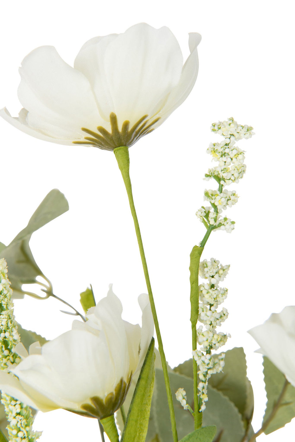 J-Line boeket Bloemen - kunststof - wit