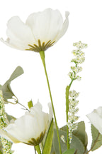 J-Line boeket Bloemen - kunststof - wit