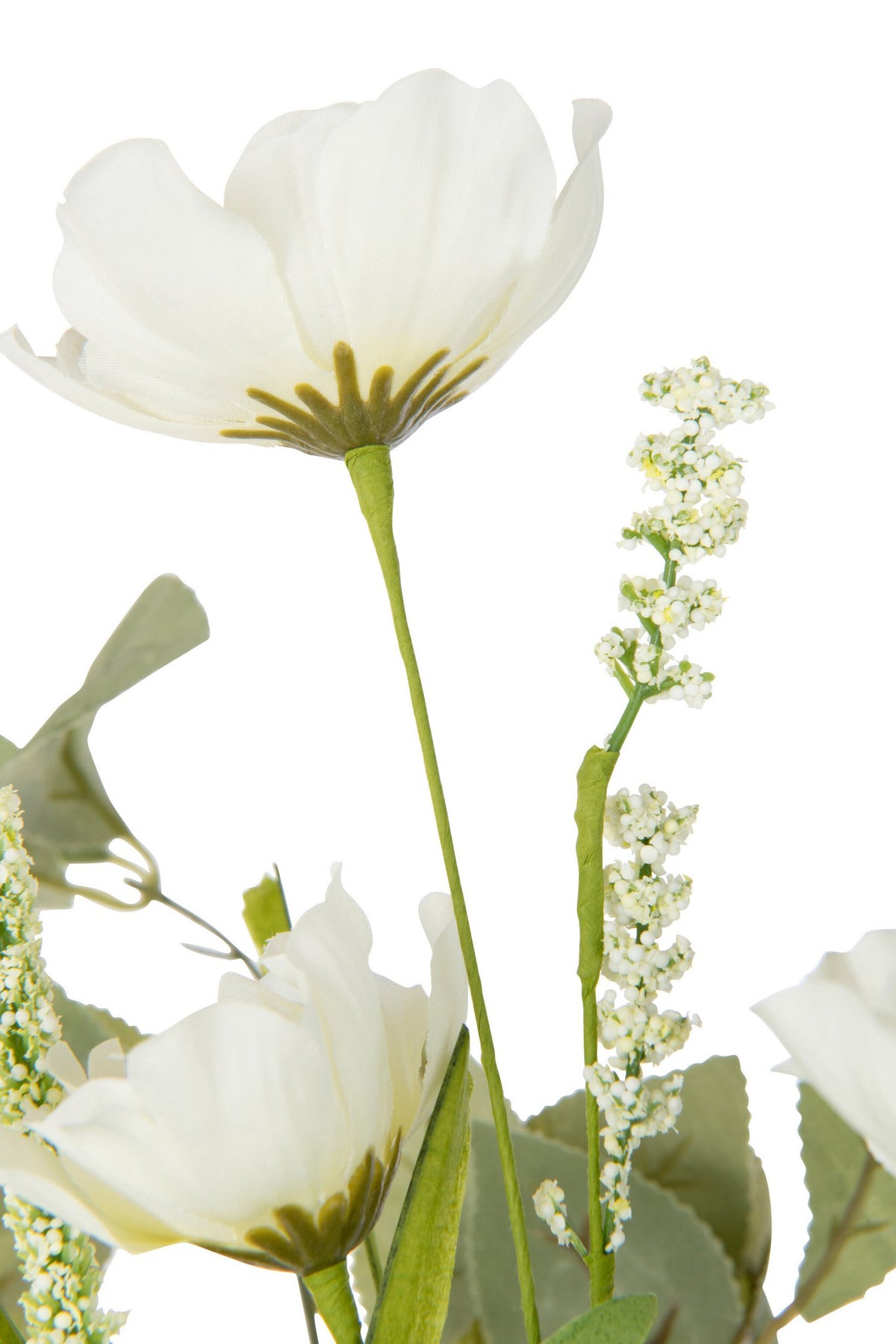 J-Line boeket Bloemen - kunststof - wit