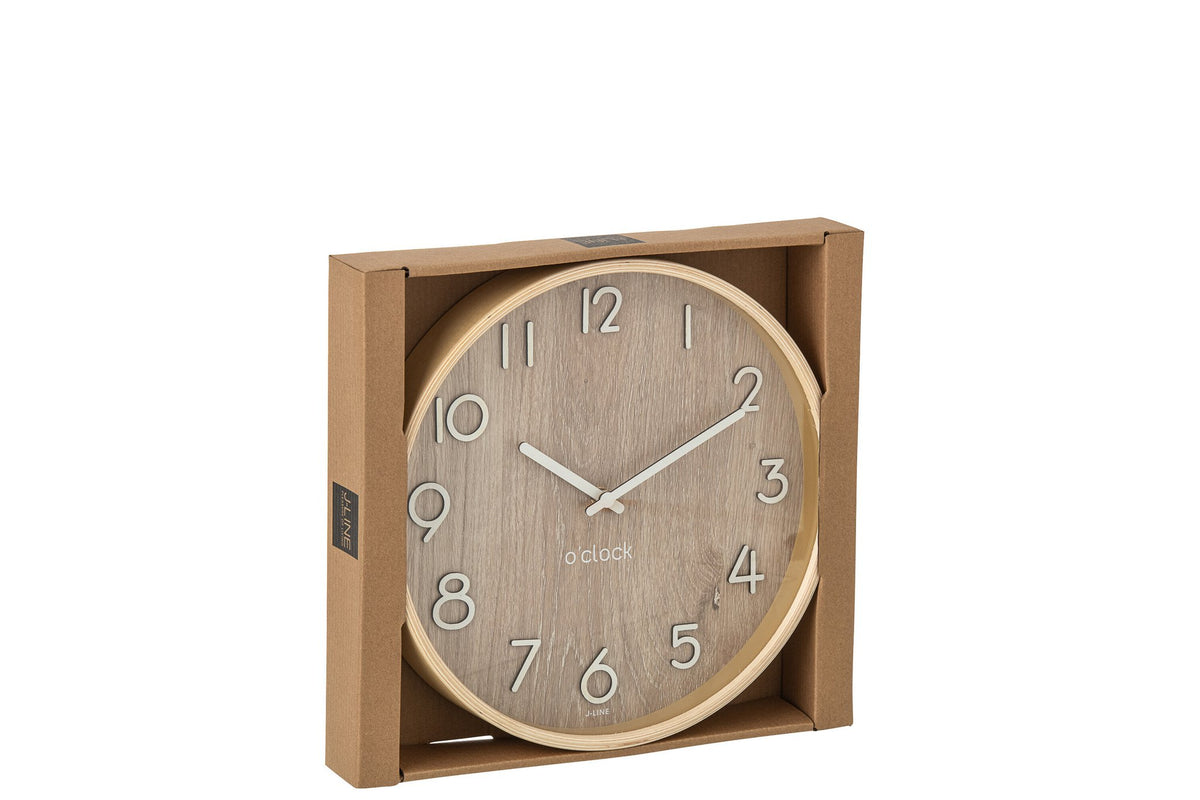 J-Line Wandklok Multiplex/Mdf Naturel Small