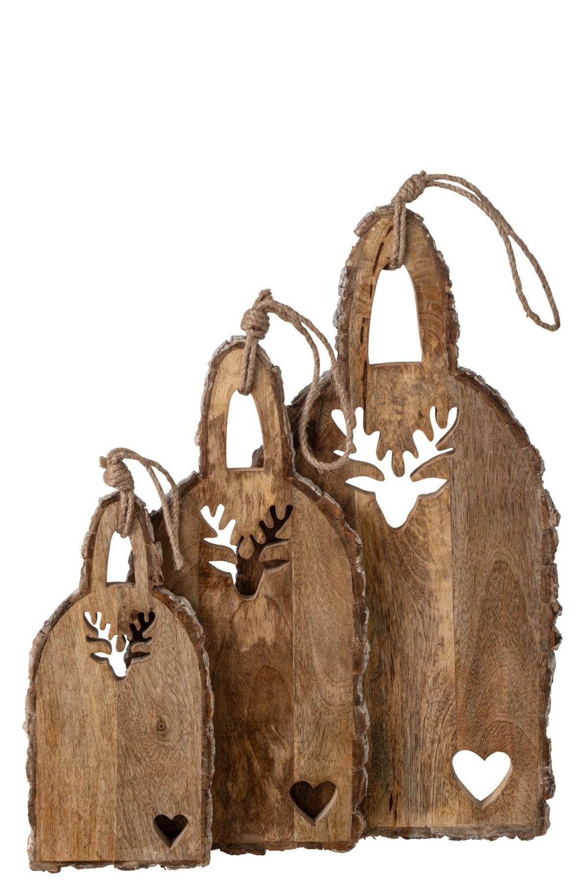 J-Line snijplank met schors - mangohout - naturel - L