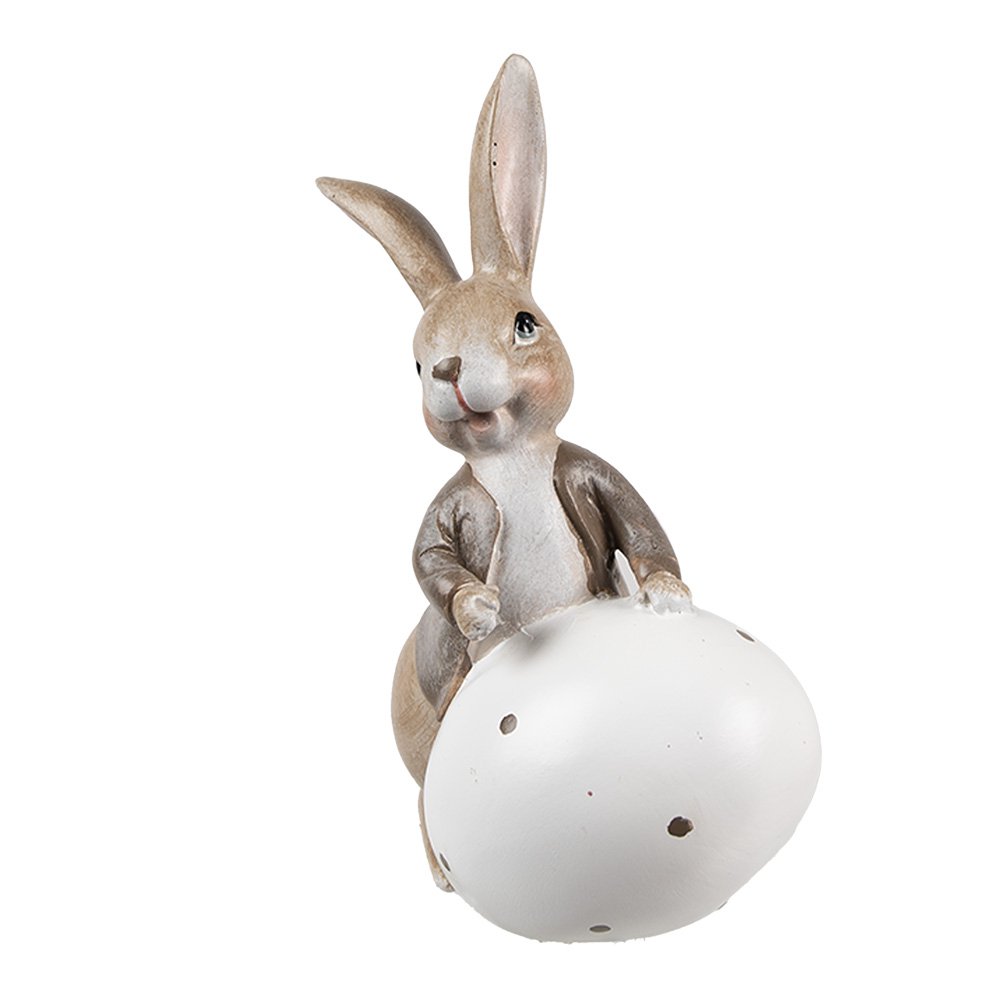 Decoratie Beeld Konijn 17 cm Beige Kunststof