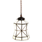 Hanglamp Tiffany Ø 15x115 cm wit Bruin Glas Hanglamp Eettafel