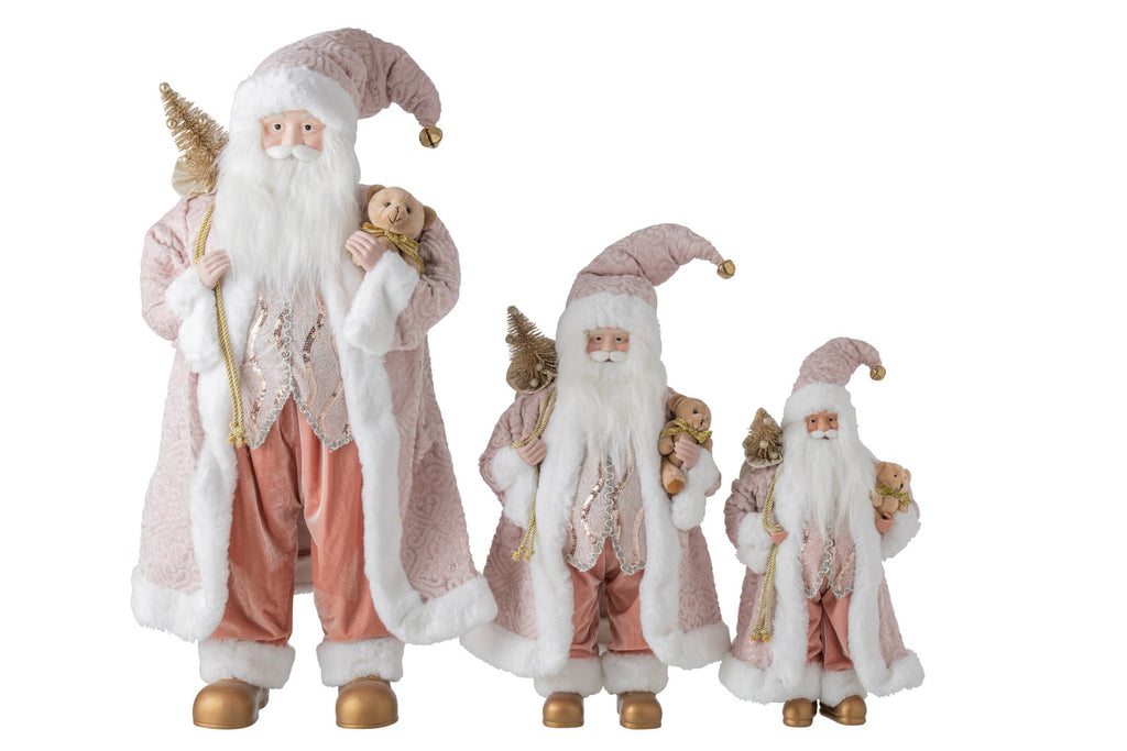 J-Line decoratie kerstman - kunststof - lichtroze - large - LED