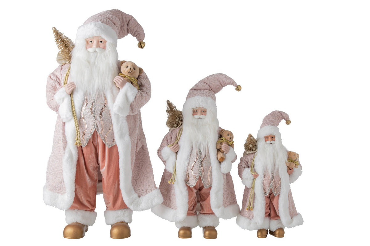 J-Line decoratie kerstman - kunststof - lichtroze - large - LED