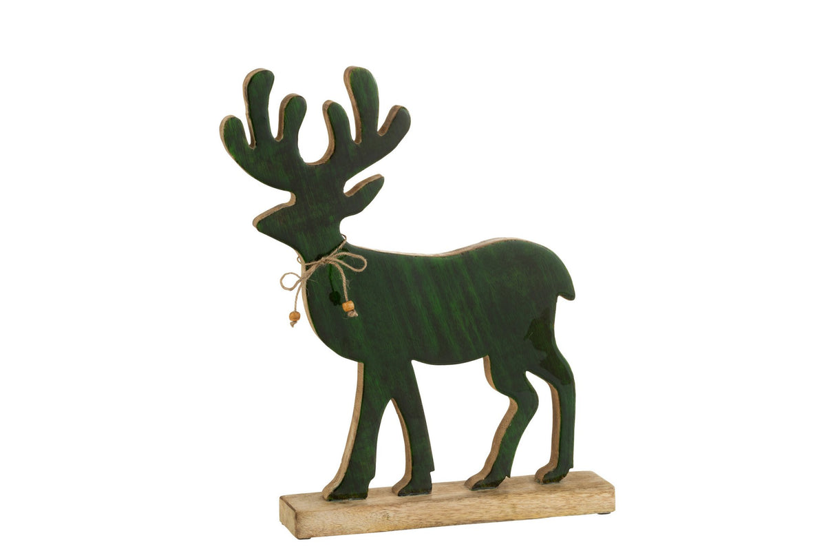 J-Line figuur Rendier - hout - groen - large