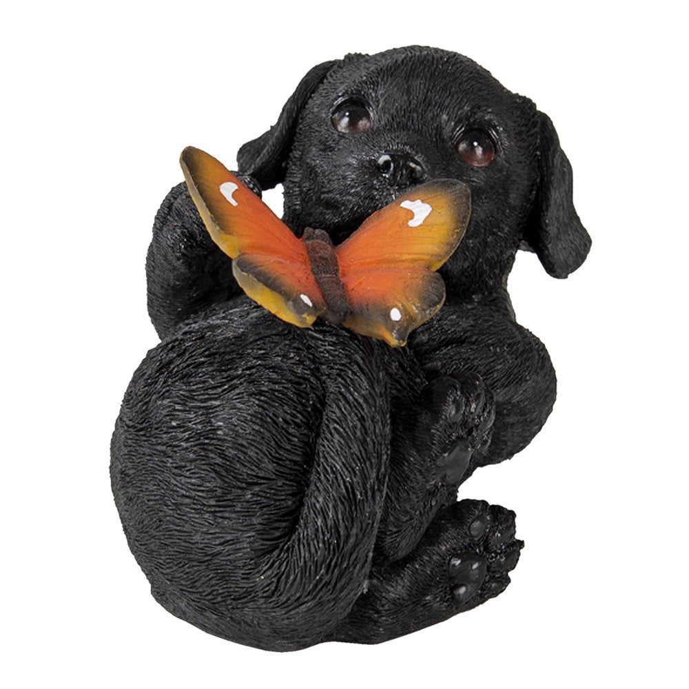 Beeld Hond 14x9x10 cm Zwart Polyresin