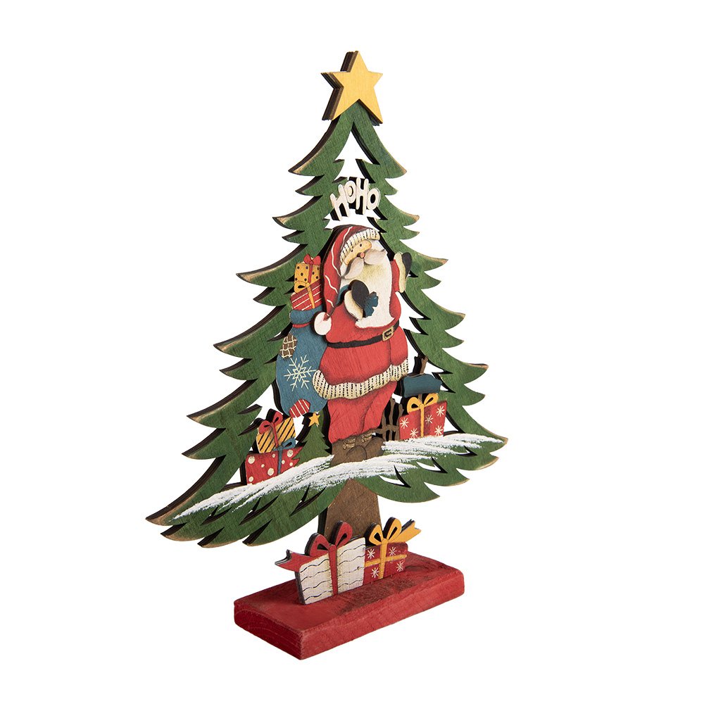 Kerstdecoratie Beeld Kerstboom 25x6x30 cm Groen Hout