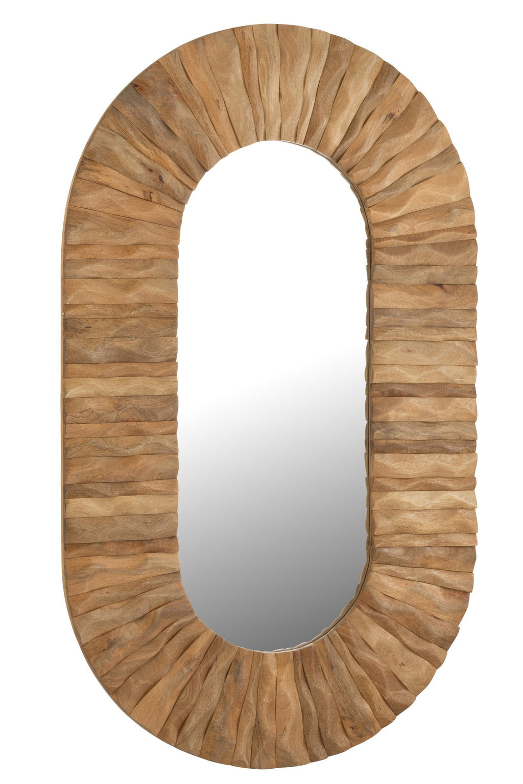 J-Line spiegel Curve Ovaal - hout - naturel