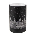 Waxinelichthouder met LED Ø 8x12 cm Zwart Zilverkleurig Glas