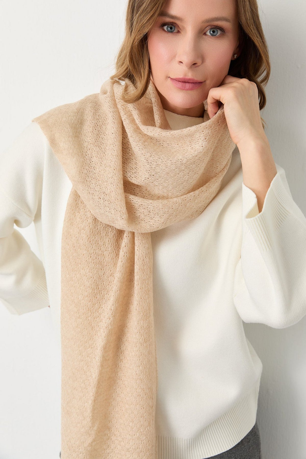 Diamanten sjaal-beige