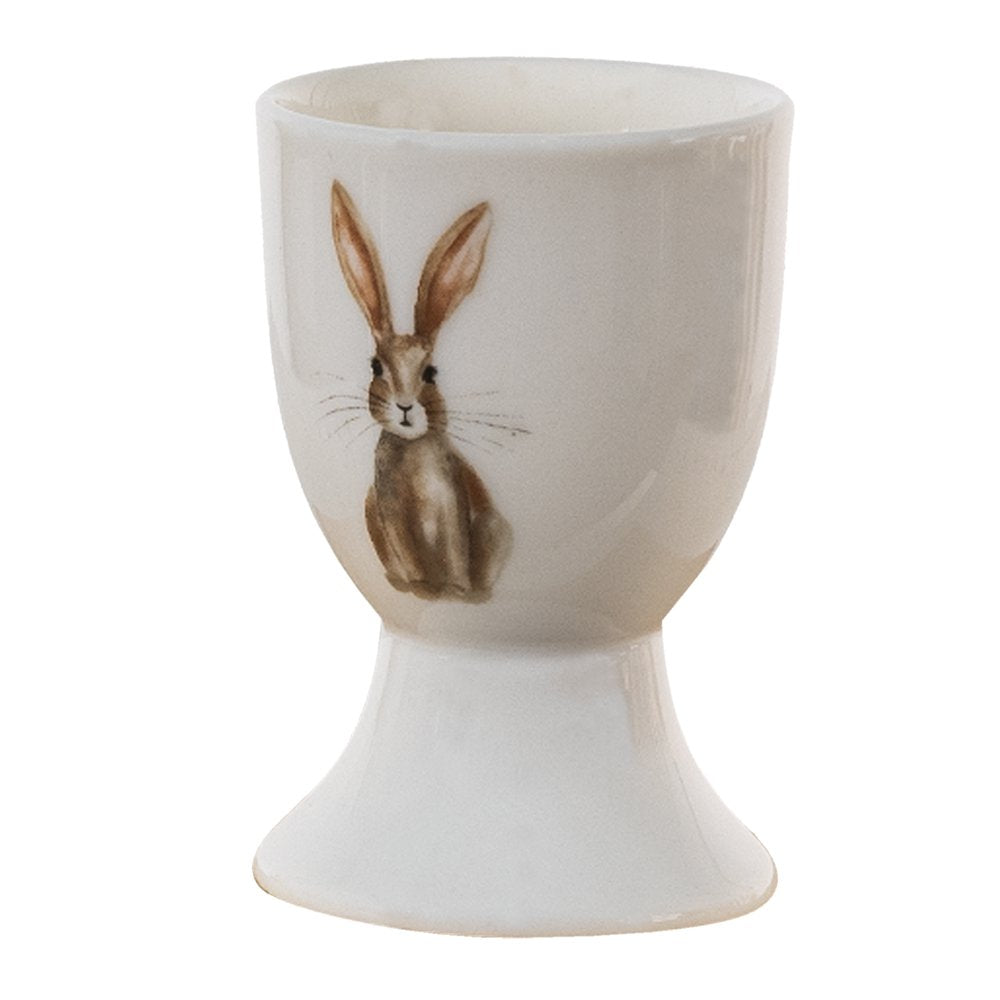 Eierdopje 40 ml beige bruin porselein konijn eierhouder
