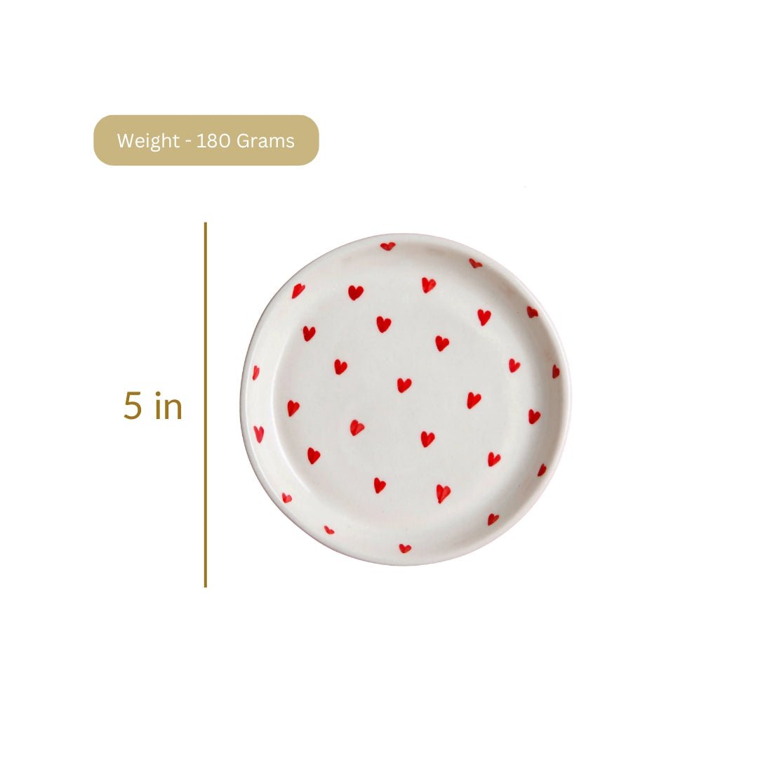 Rood hartbord – 5 inch keramische dessertbord – magnetron- en vaatwasserbestendig