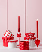 J-Line kaarshouder Hart - glas - transparant/rood