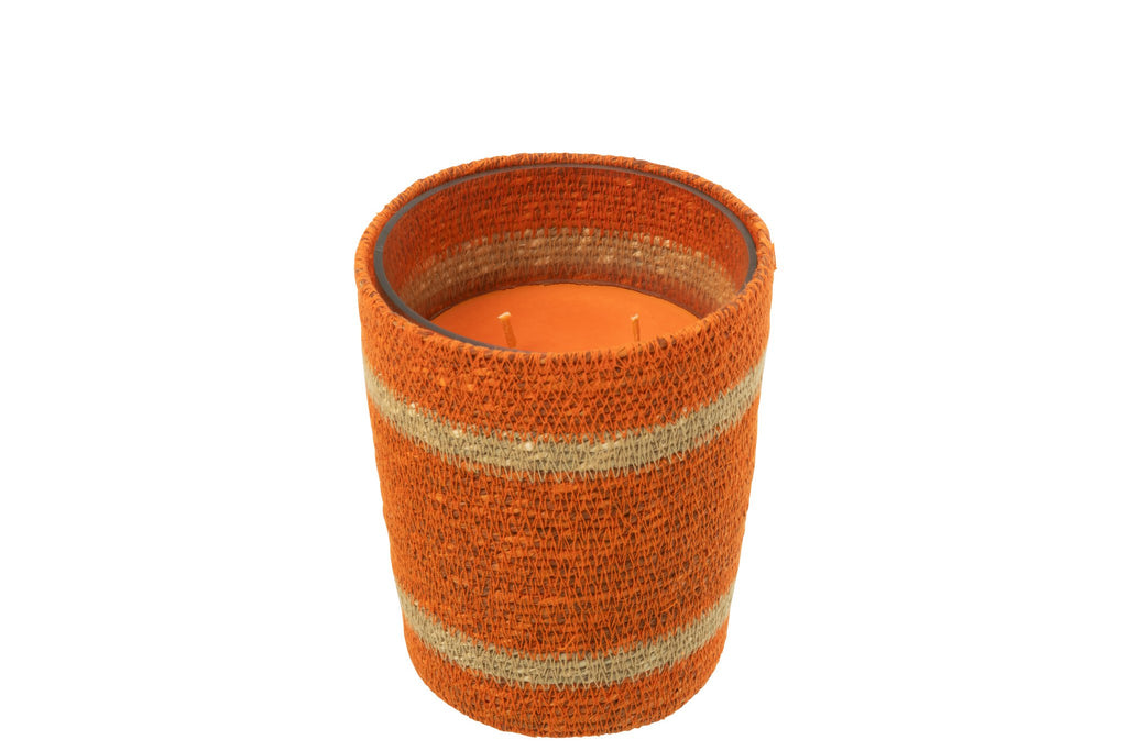 J-Line geurkaars Mand - Vanilla Escape - glas - oranje - medium - 55U