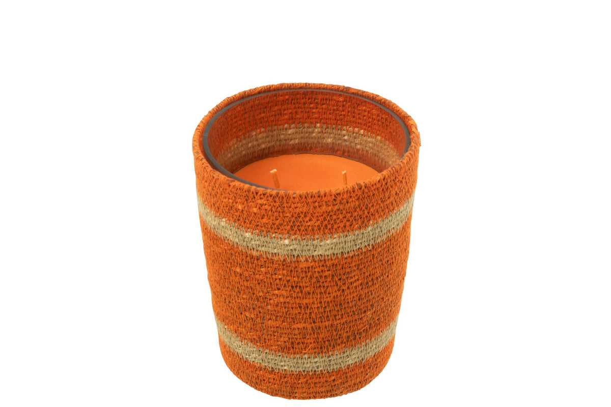 J-Line geurkaars Mand - Vanilla Escape - glas - oranje - medium - 55U