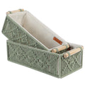 Mosgroene handgemaakte decoratieve mand van katoen – set van 2 stuks