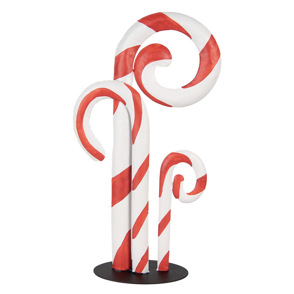 Kerstdecoratie Beeld Zuurstok 24x11x46 cm Wit Rood Metaal