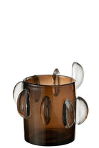 J-Line vaas Steggy Laag - glas - bruin - Ø 25 cm