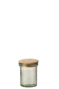 J-Line pot met deksel - glas/hout - transparant