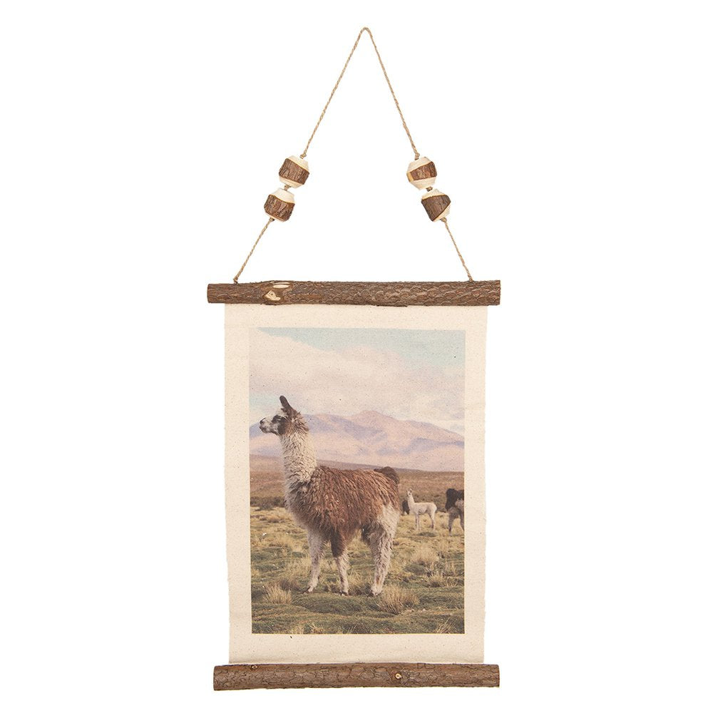 Wandkleed 39x28 cm Bruin Linnen lama Wanddoek