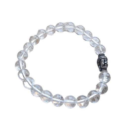 Herenarmband Bergkristal met Boeddha kraal
