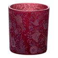 Theelichthouder fluwelen bloemen bordeaux klein 8cm