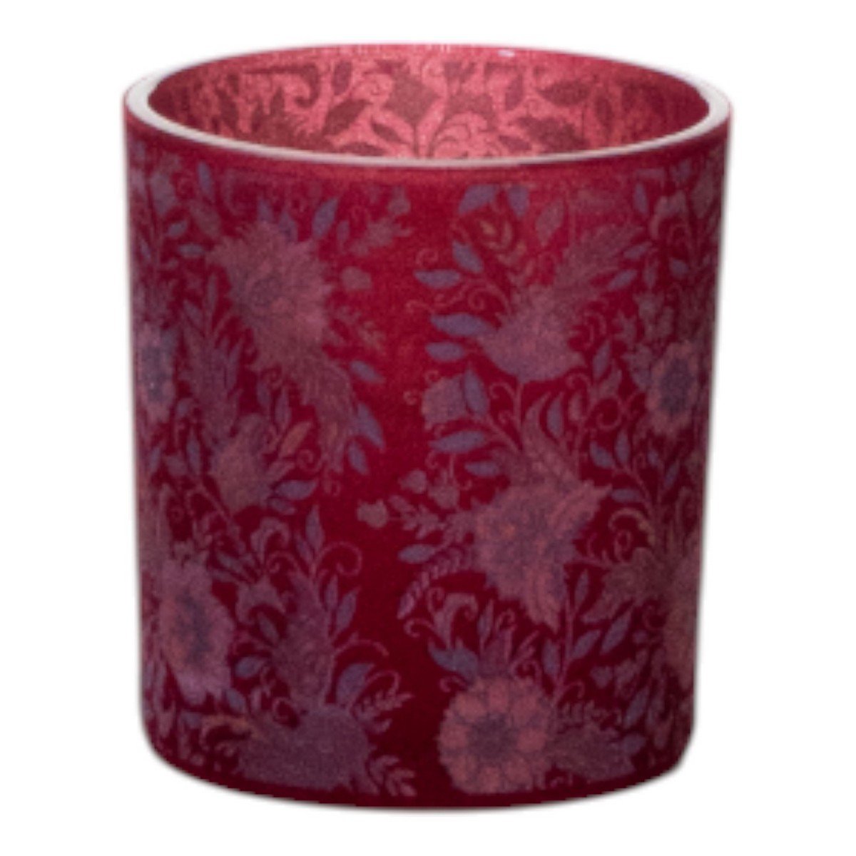 Theelichthouder fluwelen bloemen bordeaux klein 8cm