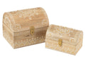 J-Line Set Van 2 Dozen Rechthoekig Kralen Mango Hout Naturel/Wit