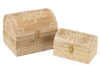 J-Line Set Van 2 Dozen Rechthoekig Kralen Mango Hout Naturel/Wit