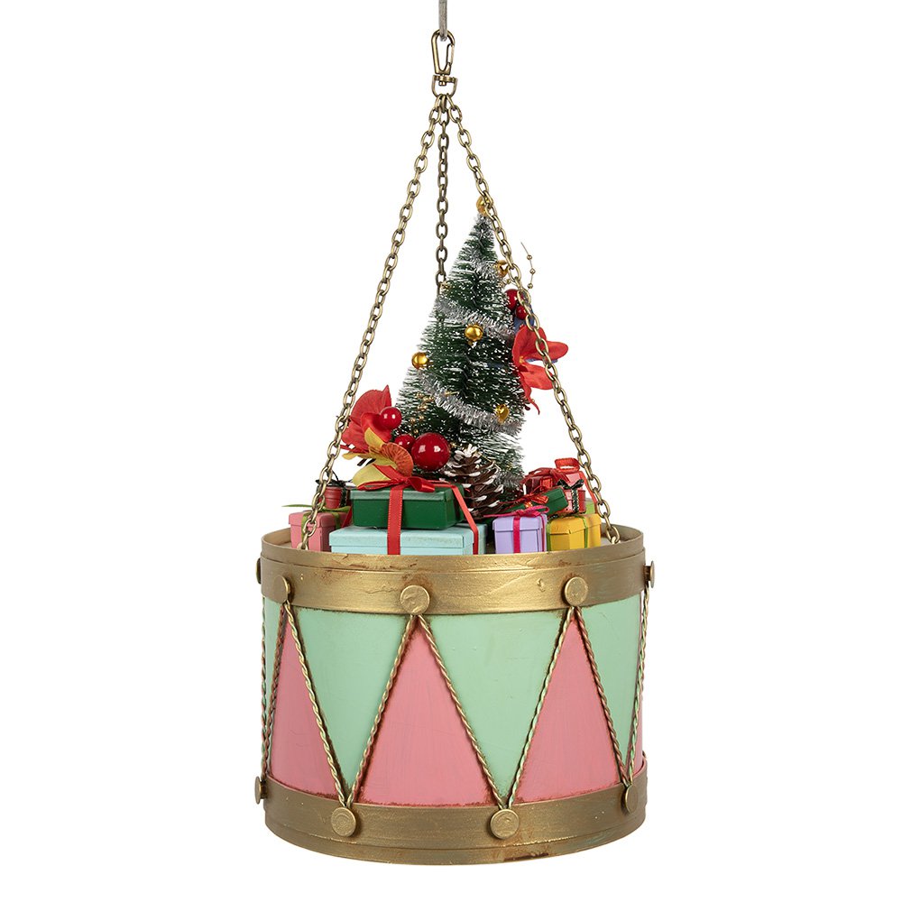 Decoratie Beeld Trommel Ø 21x34/43 cm Roze Groen Metaal