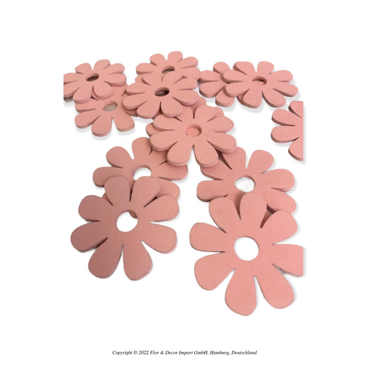 Houten bloemen 100st 4cm roze