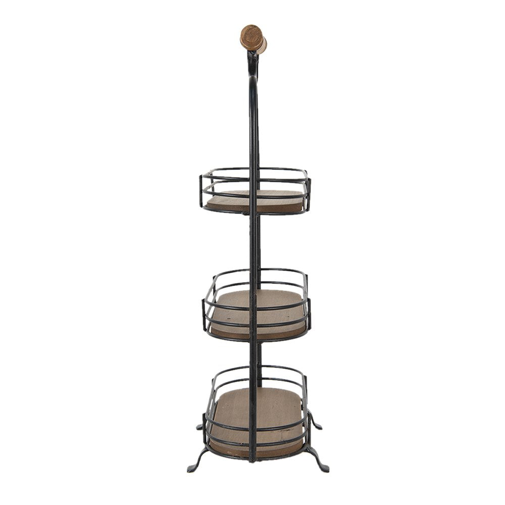 Etagère 3 laags 51 cm Zwart Bruin IJzer