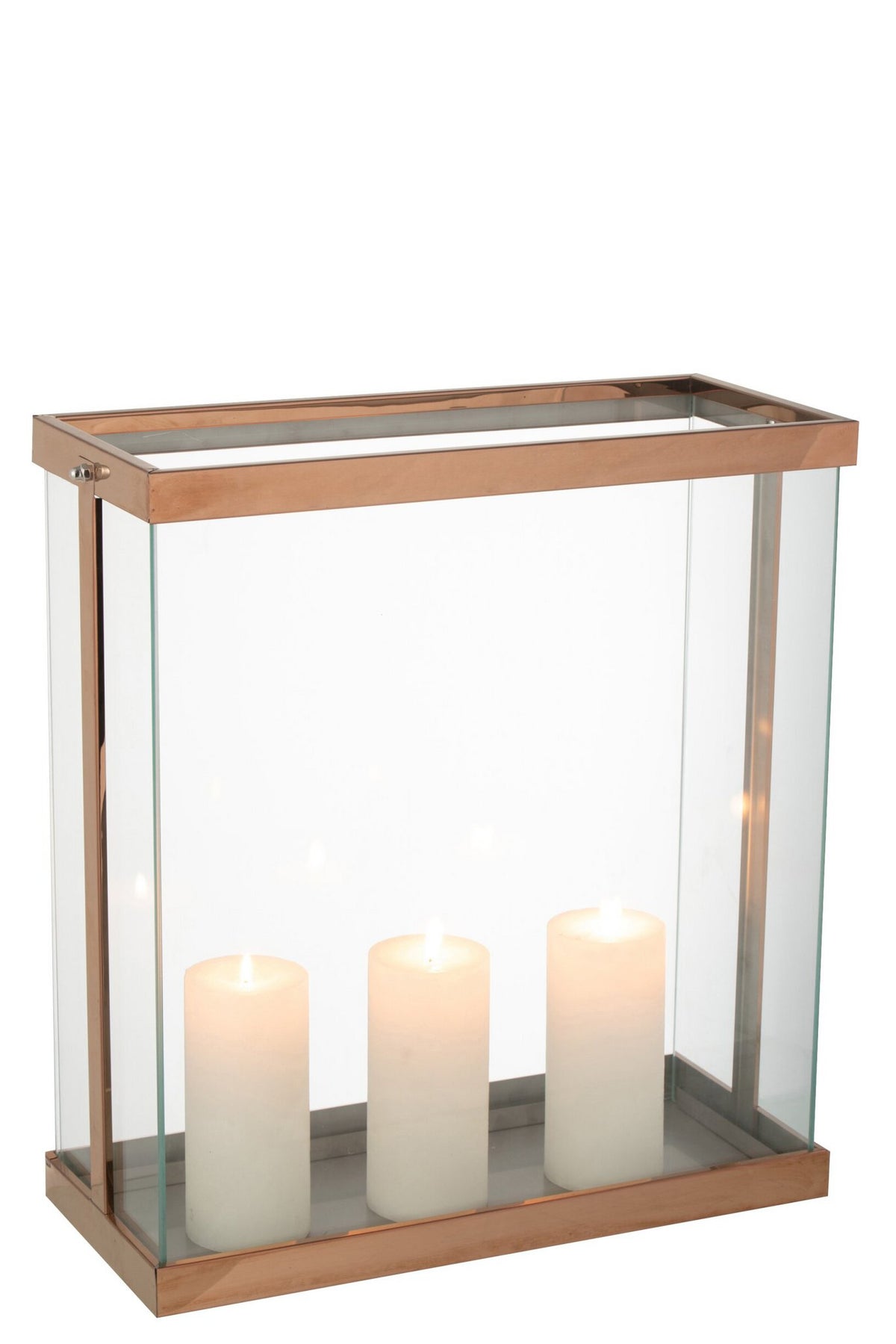 J-Line Lantaarn Rechthoekig Enma Ijzer/Glas Koper Large