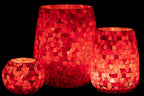 J-Line Windlicht Mozaiek Driehoek Glas Rood/Roze Large