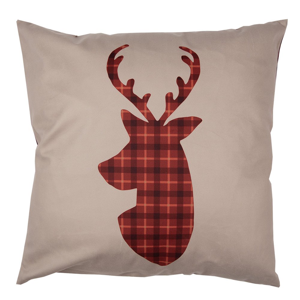 Kussenhoes 45x45 cm Rood Bruin Polyester Hert Sierkussenhoes