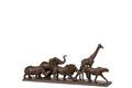 J-Line decoratie 5 Dieren Op Een Rij - polyresin - bruin - small