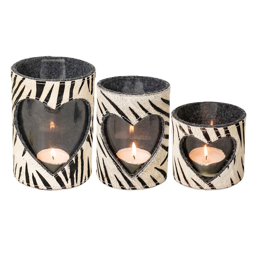 *windlicht koe hart zebra 20cm*