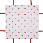 Broodmand 35x35x8 cm Wit Rood Katoen Hartjes